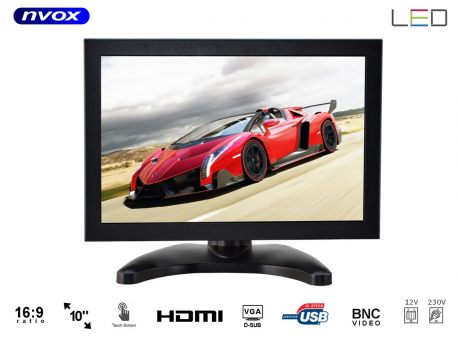 Monitor dotykowy wolnostojący z matrycą LED 10 cali NVOX wbudowane złącze VGA HDMI AV-in