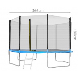 Siatka zewnętrzna 366 cm 12ft na 8 słupków ochronna do trampoliny ogrodowej