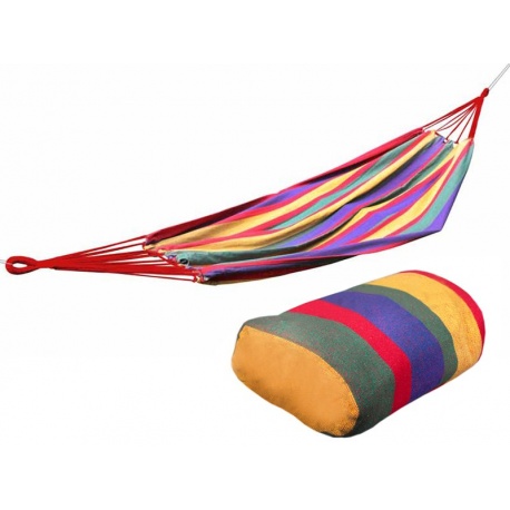 Jednoosobowy kolorowy hamak ogrodowy z tkaniny 85 x 250 cm liny