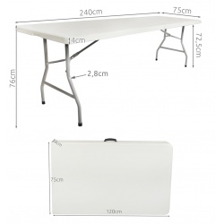 Rozkładany stół cateringowy 240 x 75 x 73,5 cm wygodne przenoszenie turystyczny
