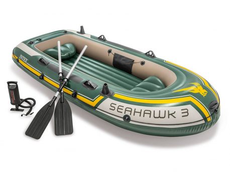 Ponton 3-osobowy INTEX Seahawk 3 Set, 295 x 137 x 43 cm z pompką i wiosłami