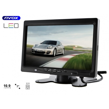 Monitor samochodowy HD LCD przekątna 7 cali NVOX automatyczne uruchomienie ramka do montażu w zagłówku