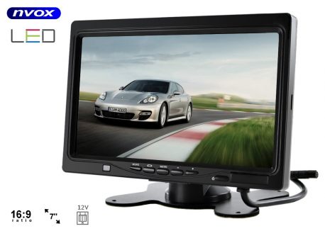 Monitor samochodowy HD LCD przekątna 7 cali NVOX automatyczne uruchomienie ramka do montażu w zagłówku