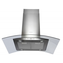 Okap kuchenny kominowy 90 cm wyspowy BERDSEN BT-224 szyba ze szkła hartowanego stal INOX