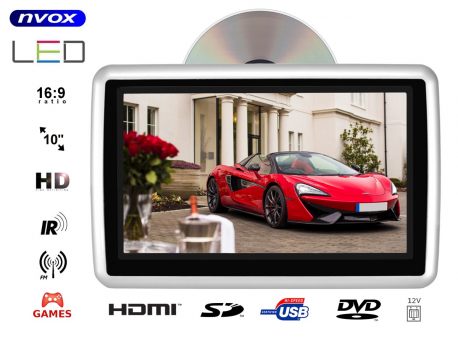 Przenośny odtwarzacz samochodowy montowany na prętach zagłówka NVOX 10 cali TFT LCD HD SD USB napęd DVD nad