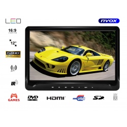 Przenośny odtwarzacz samochodowy NVOX 11.6 cali TFT LED FULL HD SD USB napęd DVD nadajnik IR FM