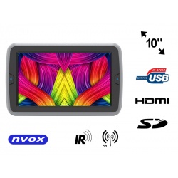 Przenośny odtwarzacz DVD montowany na zagłówku NVOX 10 cali TFT LED HDMI HD SD USB nadajnik IR FM