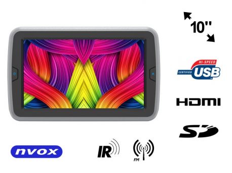 Przenośny odtwarzacz DVD montowany na zagłówku NVOX 10 cali TFT LED HDMI HD SD USB nadajnik IR FM