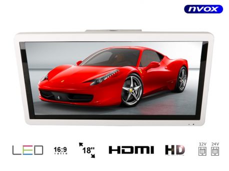 Monitor podwieszany naścienny do busa autokaru z matrycą LED o przekątnej 18.5 cali marki NVOX HDMI dwa wejścia AV