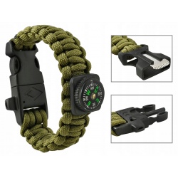 Bransoletka survival Panacord 5w1 kompas krzesiwo linka nóż gwizdek