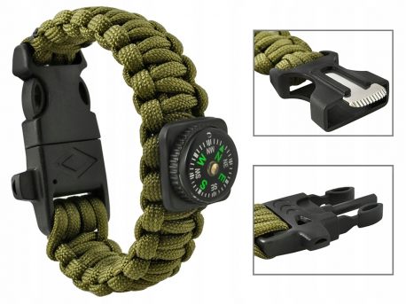 Bransoletka survival Panacord 5w1 kompas krzesiwo linka nóż gwizdek