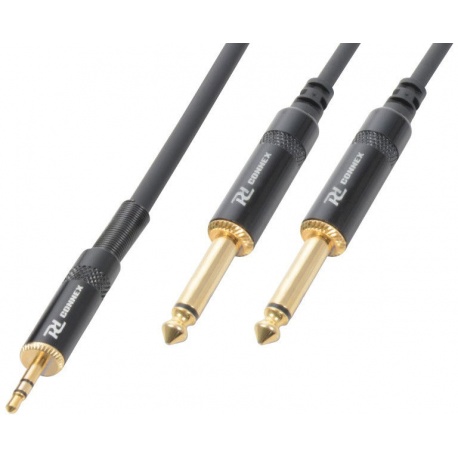 Kabel głośnikowy mini Jack męski 3,5 mm stereo - 2x Jack 6,3 mm mono PD Connex długość 3 metry