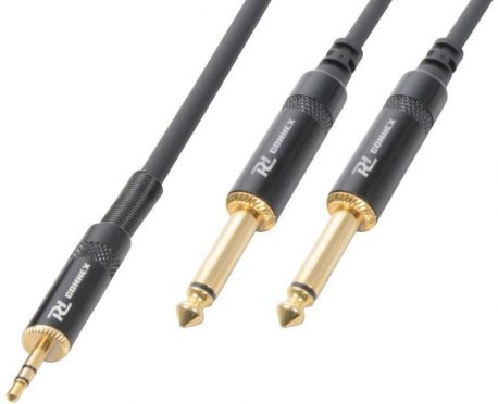 Kabel głośnikowy mini Jack męski 3,5 mm stereo - 2x Jack 6,3 mm mono PD Connex długość 6 metrów