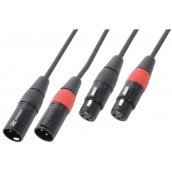 Kabel sygnałowy 2x XLR (m) - 2x XLR (f) PD Connex długość 0,5 metra