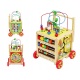 Multi zabawka drewniany wózek pchacz kostka edukacyjna tor 6w1 klocki