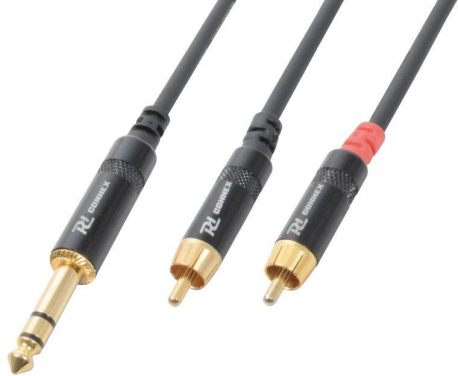 Kabel mini Jack 6,3 stereo na 2x cinch RCA męski PD Connex długość przewodu 3 metrów