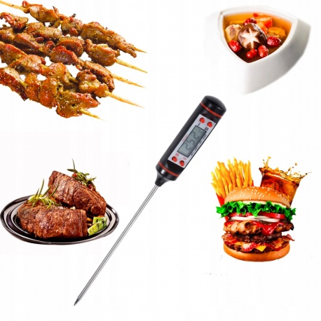 Elektroniczny cyfrowy termometr do żywności szpilkowy potraw z metalową sondą szpikulec