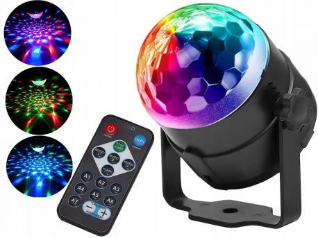 Kula dyskotekowa Led Ball Disco Laser Rgb czujnik dźwięku pilot