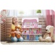Drewniany domek dla lalek Ricokids zestaw zabawki mebelki 70 x 62 x 27 cm