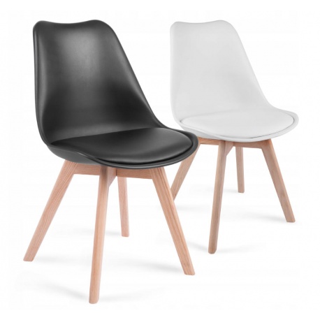 Krzesło skandynawskie oparcie tworzywo miękkie siedzisko i dębowe nogi