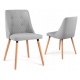 Krzesło skandynawskie tapicerowane siedzisko oparcie drewniane nogi szare