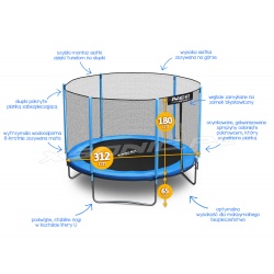 Trampolina ogrodowa 312 cm z siatką zewnętrzną drabinka GRATIS