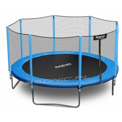 Trampolina ogrodowa 374 cm siatka zewnętrzna drabinka w zestawie