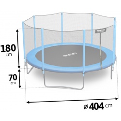 Trampolina ogrodowa 13ft/404 z zewnętrzną siatką ochronną drabinka GRATIS