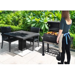 Duży grill ogrodowy z pokrywą zamykany XXL popielnik na kółkach półki