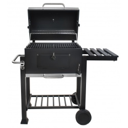 Duży grill ogrodowy z pokrywą zamykany XXL popielnik na kółkach półki