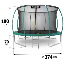 Trampolina ogrodowa 12ft/374cm z siatką profilowane słupki drabinka