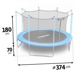Trampolina ogrodowa 374 cm z siatką wewnętrzną PRO drabinka GRATIS