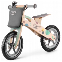 Drewniany rowerek biegowy dla dzieci Ricobike RC-610 z torbą koła 12 cali