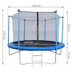 Trampolina ogrodowa 252cm z siatką wewnętrzną drabinka dla dzieci 8ft