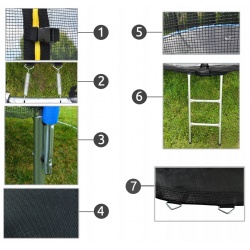 Trampolina ogrodowa 252cm z siatką wewnętrzną drabinka dla dzieci 8ft
