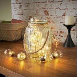 Retro lampki żarówki 20 LED ozdobne na baterie girlanda 520cm na okno obraz