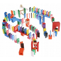 Drewniane klocki domino tor przeszkód kulodrom układanka 407 el
