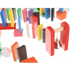Drewniane klocki domino tor przeszkód kulodrom układanka 407 el