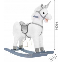 Duży konik koń na biegunach 74cm jednorożec rży rusza ogonem pyszczkiem