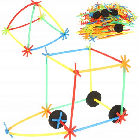 Klocki dla dzieci konstrukcyjne słomki łączniki patyczki 238 do składania