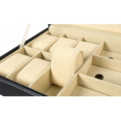Organizer elegancka kasetka 2w1 pudełko etui na okulary oraz zegarki