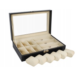 Organizer elegancka kasetka 2w1 pudełko etui na okulary oraz zegarki