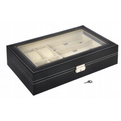Organizer elegancka kasetka 2w1 pudełko etui na okulary oraz zegarki