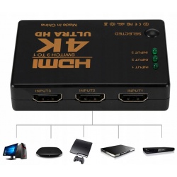 Switch HDMI 4K Ultra HD z pilotem spliter sygnału na 3 porty rozdzielacz
