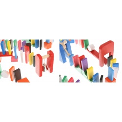 Drewniane klocki duże domino tor przeszkód kulodrom układanka 1131 XL
