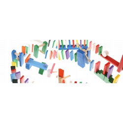 Drewniane klocki duże domino tor przeszkód kulodrom układanka 1131 XL