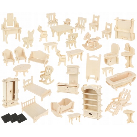 Jadalnia zestaw mebli meble dla lalki lalek stół krzesła zastawa 47 elementów