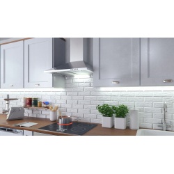 Okap kuchenny kominowy 60 cm ścienny INOX matowy rura filtr osłona