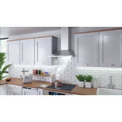 Okap kuchenny kominowy 60 cm ścienny INOX matowy rura filtr osłona