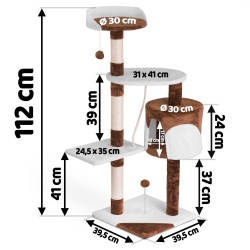Domek legowisko PETHOUS drapak dla kota wysokość 112 cm mięciutki plusz